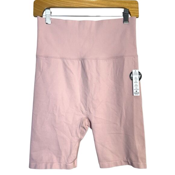 Pink Victorias Secret Flip It Seamless Foldover Bike Shorts Medium Pink Blue NWT - Picture 2 of 12